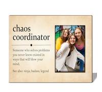 Chaos Coordinator Gifts for Women - Wooden 4x6 Photo Frame with Stand for Wall & Tabletop Display - Perfect for Christmas, Thank You Gifts for Boss, Coworker