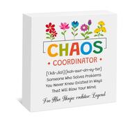 Chaos Coordinator Gifts Thank You Gift for Women Wood Box Sign Decor Boss Lady Coworker Appreciation Gift Wooden Plaque Christmas Birthday Gifts for Teacher Nurse Manager Mom Leaving Farewell Gift