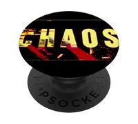 Chaos High-Contrast Distorted Glitch Art Typographic Graphic PopSockets Adhesive PopGrip