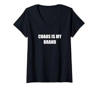 Chaos is My Brand V-Neck T-Shirt, Women, Black, M
