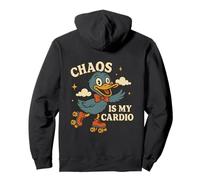 Chaos Is My Cardio Funny Roller Duck Retro Graphic Pullover Hoodie