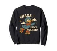 Chaos Is My Cardio Funny Roller Duck Retro Graphic Sweatshirt
