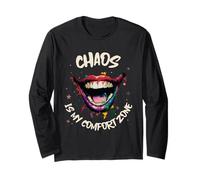 Chaos is My Comfort Zone (Funny Statement & Clown Graphic) Long Sleeve T-Shirt