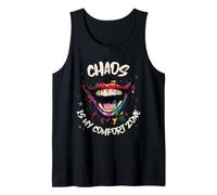 Chaos is My Comfort Zone (Funny Statement & Clown Graphic) Tank Top