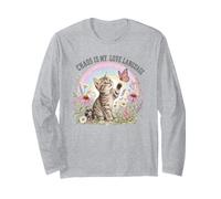 Chaos is My Love Language Cat Kitten Rainbow Long Sleeve T-Shirt