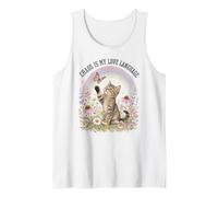 Chaos is My Love Language Cute Kitten Cat Rainbow Tank Top