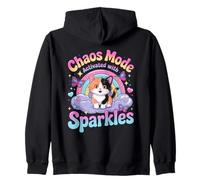 Chaos Mode Activated With Sparkles Fun Kitten Zip Hoodie