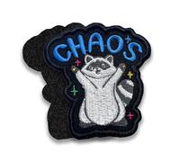 Chaos Raccoon Morale Patch 3 Inches Funny Animal Meme, Humor Medieval Mental Health, Hook and Loop Embroidered Patches for Backpack, Dog Harness, Military Style Tactical Gifts for Mom Dad