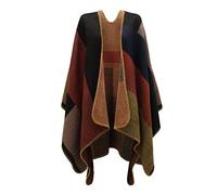 CHAOS THEORY WOMENS LADIES CHECKED KNITTED WINTER TARTAN CAPE STYLISHED PONCHO MUTI COLOUR ONE SIZE