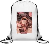 Chaos with Coffee and Cigarettes Gym Sack Casual Drawstring Bag White