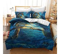CHAOSE Bedding Set with Duvet Cover and 2 Pillowcases 65 X 65 Cm - Prevent Allergy - Godzilla Japan - Easy Care (Godzilla 02,Single(135x200cm))