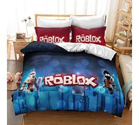CHAOSE Game Roblox Bedding Set, 100 Percent Cotton Duvet Cover Pillowcase, Soft and Comfortable, for Boys and Girls (pattern 04,Single(135x200cm))