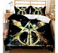 CHAOSE-UKB 3 Piece Bedding, 100% Microfiber Harry Potter, School of Magic Bedding Set Soft Duvet Cover and Pillowcase 2 Pieces (Pattern 04,Double(200x200cm))