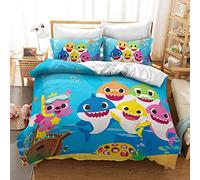 CHAOSE-UKB Non-Iron Duvet Covers 3 PCS Zip Fastening with Smooth Velvet Feeling Fluffy and Warm for Winter Sleeping -Baby Shark (shark 04,Double(200x200cm))