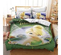CHAOSE-UKB Reversible Duvet Cover 220x240 / 65x65x2 CM Tinker Bell Two-Tone Bed Set for 2 People with Zipper (Fantasy 02,King(220x230cm))