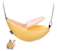 ChaoShaner 1PC Comfortable Plush Banana Hamster Bed Bright Cute Pets Warming Nest Warm House Accessories for Small Animal Hammock (Yellow)