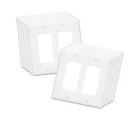 ChaosssCo Standard Size 2-Gang Decorator Wall Plate for Light Switch or Receptacle Outlet, White, 10-Pack