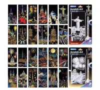 CHAOTEMAI 24 Pieces Scratch Art Children + 2 Pieces Special Rainbow Scratch Paper Scratch Paper Scratch Cards for Children for Christmas Parties Notebooks Greeting Cards Gifts (B)