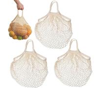 CHAOTEMAI 3 PCS String Bag, Pure Cotton Fabric Net Bag Health and Environmental Protection Versatile and Timeless, Vegetable Bags Suitable for Supermarket Shopping Kitchen Storage Travel Repackaging