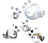 CHAOTEMAI 30 Pieces Mirror Wall Decoration Living Room 3D Acrylic Mirror DIY Sticker Wall Sticker Fish and Bubbles Wall Sticker Bathroom Waterproof for Mirror Bathroom Room Decoration Aesthetic