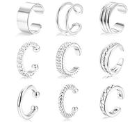CHAOTEMAI 9 Pieces Earcuff No Drilling Required Ear Cuff Earrings Women Adjustable Earcuffs Women's Minimalist Design Earrings Without Hole for Parties Weddings Work Valentine's Day, Come mostrato
