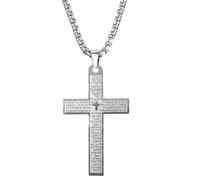 CHAOTEMAI Crucifix Men's Steel Necklace 2.8 x 4.5 cm Versatile Cross Necklace for Men with Dedication Chain Simple Pendant for Father, Boyfriend, Friend, Birthday, Anniversary Easter