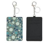 Chaotic Colored Spots Ski Pass Card Holder with Key Chain Bus Pass Holder for Men Women with 2 Card Slots Slim Wallet for Nurse Teacher Student Meal Bank Credit Cards Daily Use Paramedic Accessories