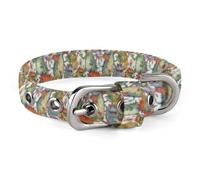 Chaotic Colorful Monsters Dog Collar with Metal Buckle Collar Handmade Traction Protective Sleeve for Small Medium Dogs Cats and Pets