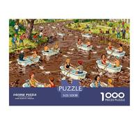 Chaotic Rowing Regatta Wooden Jigsaw Puzzle Waterproof 1000 Piece Puzzles for Adults Gifts Colourful Challenging Games