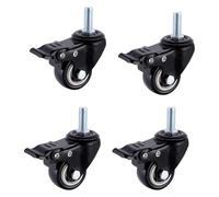 CHAOUYYZ 4 Pcs 2 Inch/1.5 inch Thread M8/M10Or Wheels Forniture,360 Rotatable Swivelor,Silent Double Beastemers/Black/2Inch M10*25Mm
