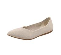 CHAOYI Ballet Flats for Women Pointed Toe Shallow Flat Shoes Slip on Mesh Loafers Soft Bottom Knitted Single Shoe Plus Size-GOLD,10