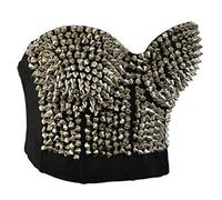 CHAOYI Women's Bra Silver Studded Bra Push Up Corset Party Studded Metallic Punk Dance Bra-Silver,M