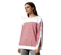 Chaoyinn Female Adaptive Clothes Tear Away Sweatshirts for Post Surgery Oversized Striped Sweatshirt Red XS
