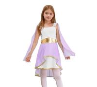 Chaoyinn Girls Ancient Greece Toga Dress Halloween Party Outfits Roman Prince Queen Cosplay Fancy Dress Lavender 13-14 Years