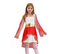 Chaoyinn Girls Ancient Greece Toga Dress Halloween Party Outfits Roman Prince Queen Cosplay Fancy Dress Red 15-16 Years