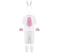Chaoyinn Girls White Rabbit Outfits Bunny Animal Parties Role Play Sequins Bunny Clothes with Accessories Set Pink A 3-4 Years