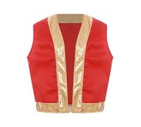 Chaoyinn Kids Boys Arabian Costume Arabian Prince Cosplay Theme Outfits Satin Metallic Edge Tank Tops Red 11-12 Years