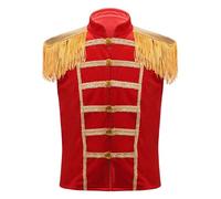 Chaoyinn Kids Boys Girls Tassel Sleeveless Vest Circle Ringmaster Costume Halloween Lion Tamer Cosplay Outfits Red 7-8 Years