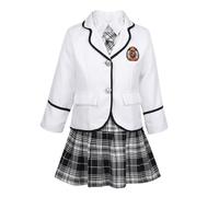 Chaoyinn Kids Girls School Uniform Halloween Cosplay Fancy Dress British Movie Role-Playing Costume Schoolgirls Wear White 10-12 Years