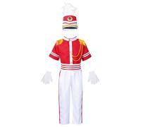 Chaoyinn Kids Marching Band Costume Halloween Circle Ringmaster Outfits 2Pcs Tassel Outerwear with Skirts Or Pants Set Red C 11-12 Years