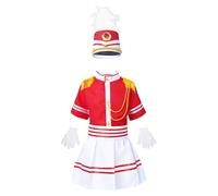 Chaoyinn Kids Marching Band Costume Halloween Circle Ringmaster Outfits 2Pcs Tassel Outerwear with Skirts Or Pants Set Red D 3-4 Years