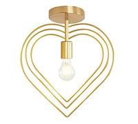 ChaoZan Ceiling Lights E27 Vintage Shade - Gold Semi Flush Mount Ceiling Lamp Metal Heart Shape lampshade Creative Hanging Light Fixture Pendant Lighting Retro Bedroom Living Dining Rooms corridors