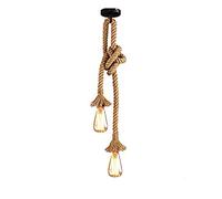 ChaoZan Ceiling pendant lamp, 1M(50cm+50cm) Vintage Thick hemp cord 220V, E27 (without bulb) for living room, bar, Hemp rope pendant lamp Pendant lights for restaurant