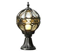 ChaoZan Outdoor Post Lights, Vintage Exterior Post Lantern, Outdoor Pillar Light in Aluminum Finish Glass Shade Globe Column Light Lantern Classic E27 Patio Porch Garden Courtyard Gate(Black)
