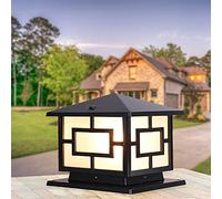 ChaoZan Waterproof IP44 Vintage Outside Post Pillar Lights Rainproof Antirust Aluminum Metal Retro Outdoor Column Lamp E27 Square Lantern External Headlight Courtyard Garden Landscape Deck