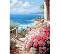 Chaozhirui Adult Cross Stitch Kits Flowers in Front of The Door 11CT Popular Beginner Handmade Embroidery Kit DIY Accurate Pattern Printing - 40x50CM