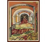 Chaozhirui Cross Stitch Embroidery Kit Pattern Printed 11CT Van Gogh - Mental Hospital Corridor Printed DIY Wall Art Decoration Pattern Print Hand Embroidery kit-40X50CM