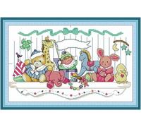 Chaozhirui Cross Stitch Embroidery kit, Printed Pattern, 11ct Bear Deer Elephant Duck DIY Wall Art Decor for Beginners - 40x50cm (Toys)