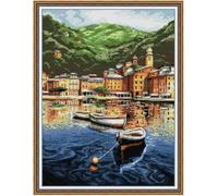 Chaozhirui Cross Stitch Embroidery kit, Printed Pattern, 11ct Lake Boat Ferry DIY Wall Art Decor for Beginners - 40x50cm