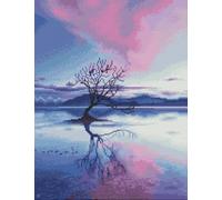 Chaozhirui Cross Stitch Embroidery kit, Printed Pattern, 11ct Lonely Tree and Birds on The Lake DIY Wall Art Decor for Beginners - 40x50cm